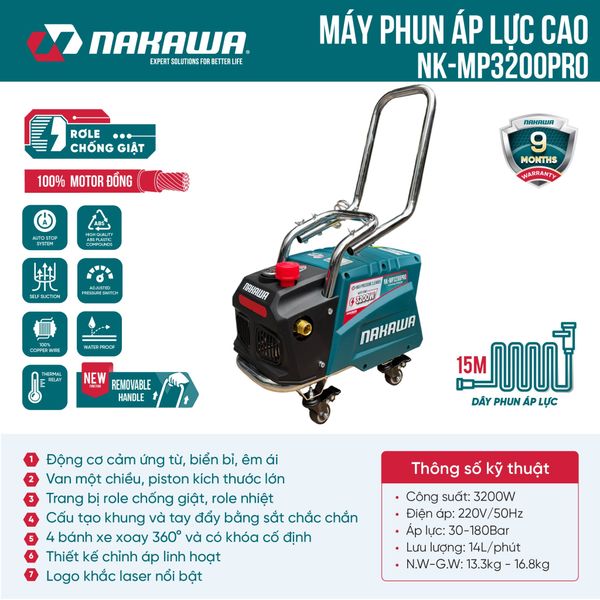 Máy phun áp lực cao NAKAWA NK-MP3200PRO