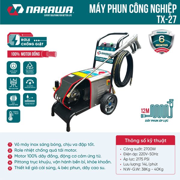 Máy phun áp lực cao công nghiệp Nakawa TX-27
