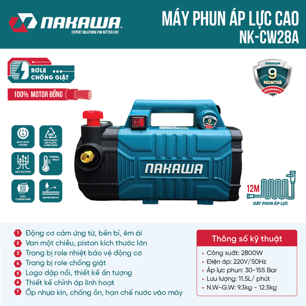 Máy phun áp lực NAKAWA NK-CW28A (có chỉnh áp)