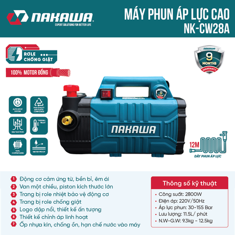 Máy phun áp lực NAKAWA NK-CW28A (có chỉnh áp)