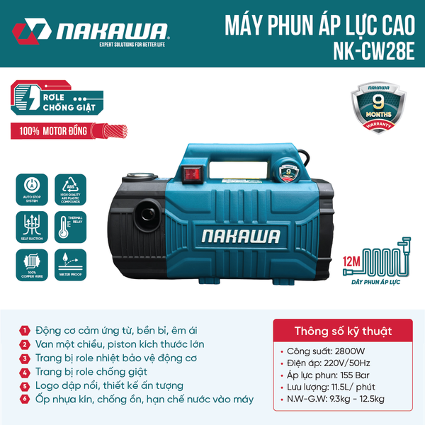 Máy phun áp lực NAKAWA NK-CW28E (không chỉnh áp)