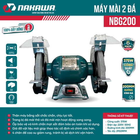 Máy mài 2 đá NAKAWA NBG200