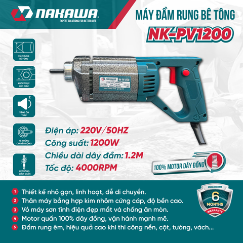 Máy đầm rung bê tông NAKAWA NK-PV1200