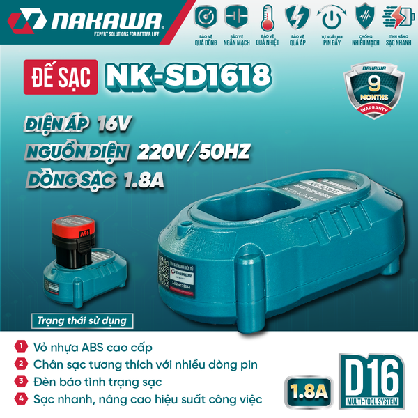 Sạc pin 16V NAKAWA NK-SD1618