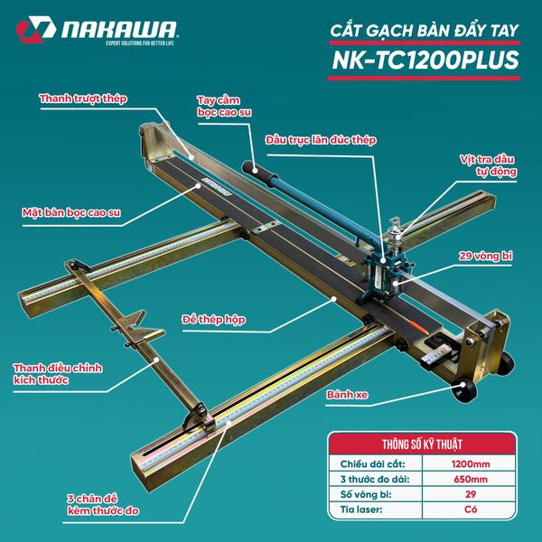 MÁY CẮT GẠCH BÀN ĐẨY TAY NAKAWA NK-TC1200PLUS