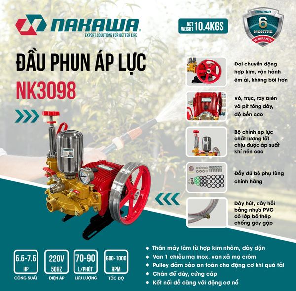 Đầu phun áp lực NAKAWA NK3098