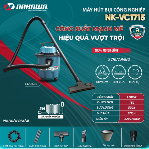 Máy hút bụi công nghiệp NAKAWA NK-VC1715