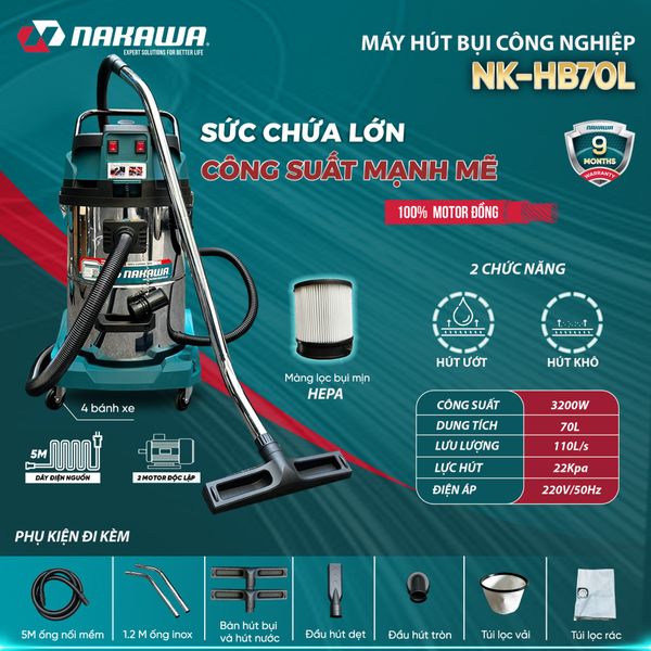Máy hút bụi công nghiệp NAKAWA NK-HB70L