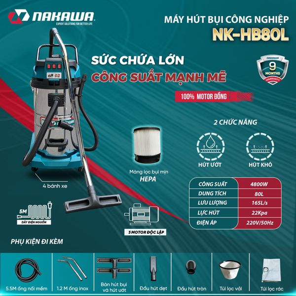 Máy hút bụi công nghiệp NAKAWA NK-HB80L