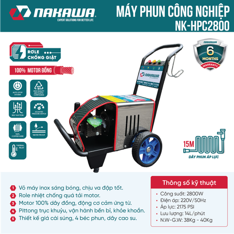 Máy phun áp lực cao công nghiệp Nakawa NK-HPC2800
