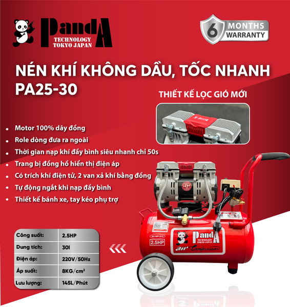 Máy nén khí không dầu PANDA PA25-30
