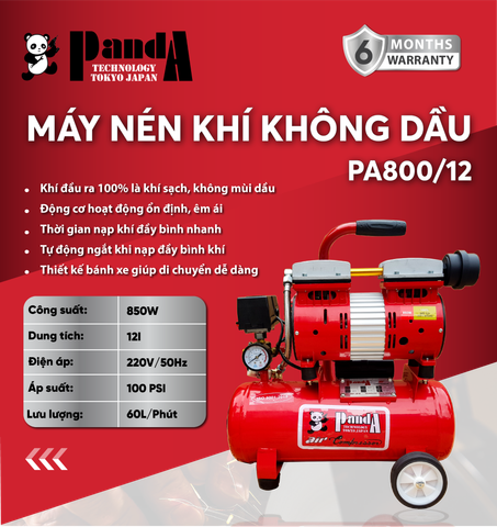 Máy nén khí không dầu PANDA PA800/12