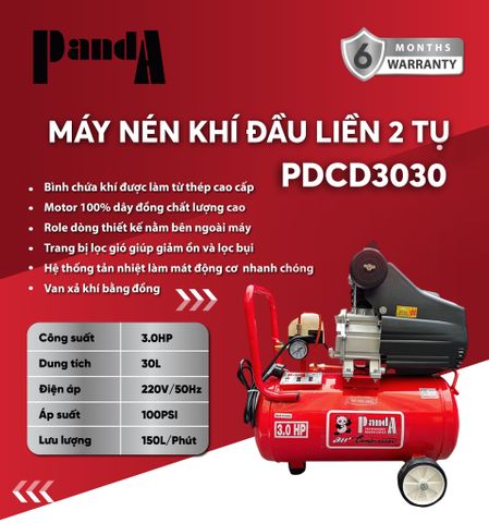 Máy nén khí đầu liền 2 tụ PANDA PDCD3030