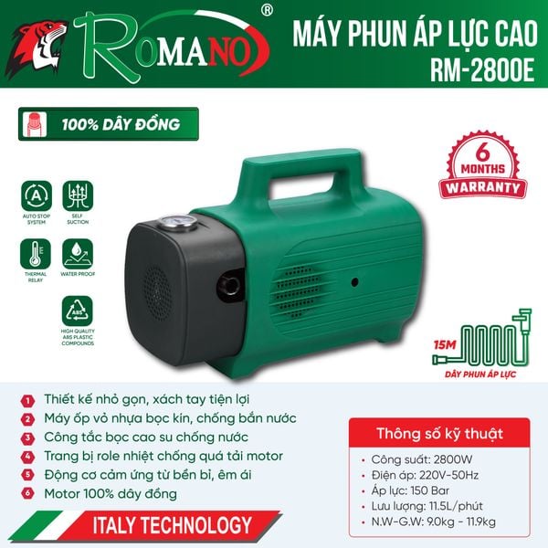 Máy phun áp lực ROMANO RM-2800E