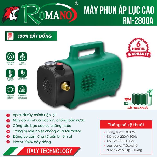 Máy phun áp lực ROMANO RM-2800A