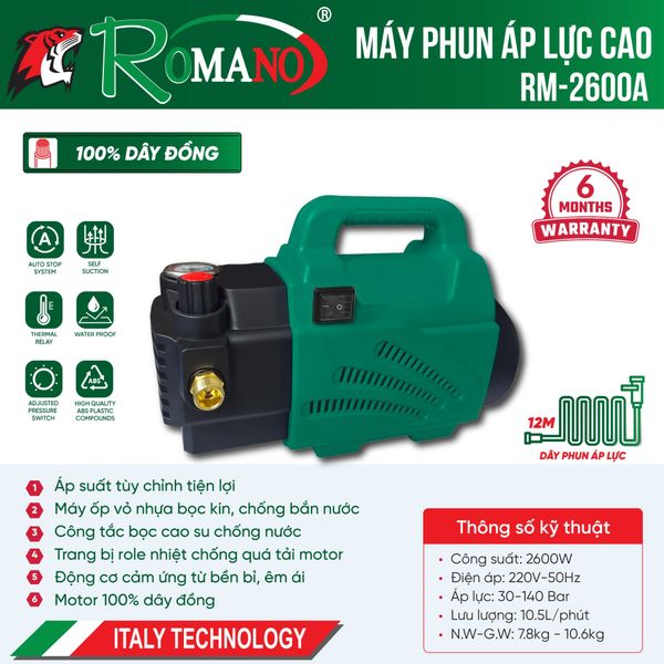 Máy phun áp lực ROMANO RM-2600A