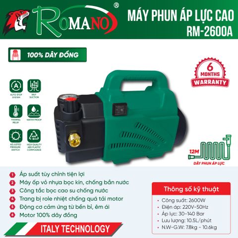 Máy phun áp lực ROMANO RM-2600A