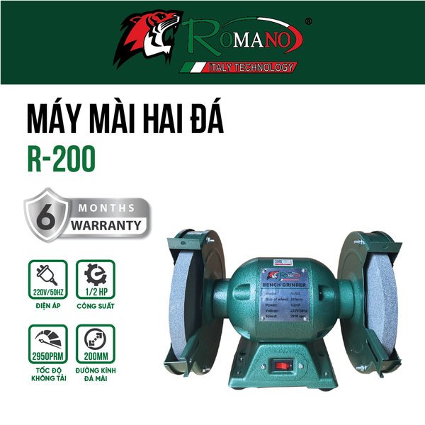 Máy mài 2 đá ROMANO R-200