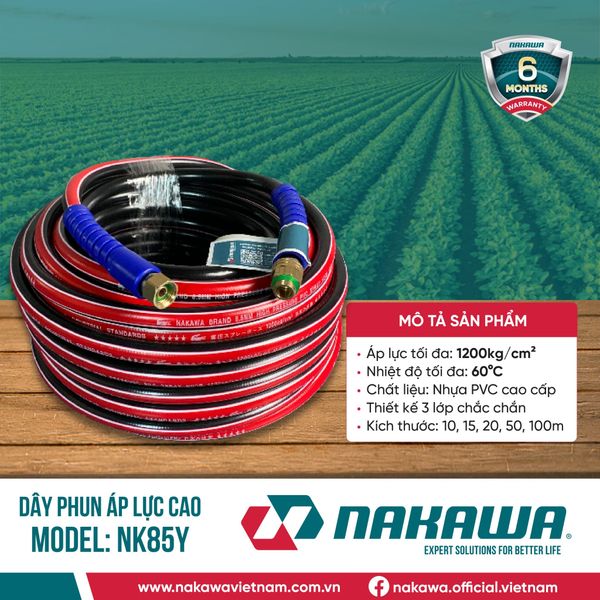 Dây phun áp lực cao NAKAWA NK85Y (các kích thước 10, 15, 20, 50m)
