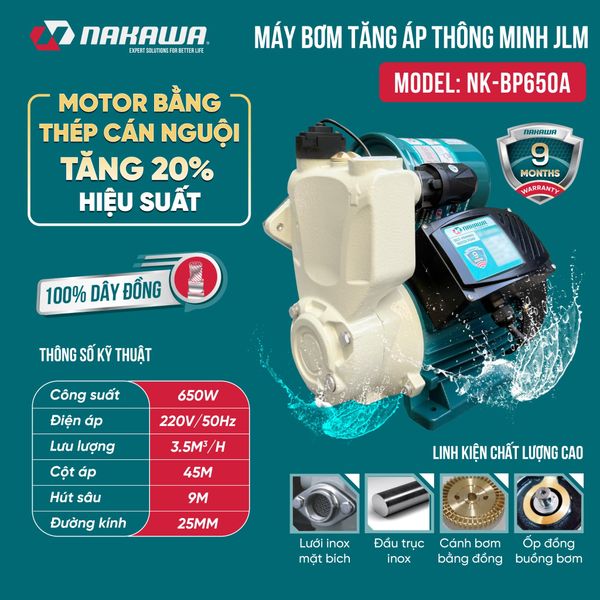 Máy bơm tăng áp thông minh NK-BP650A
