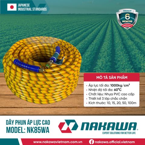 Dây phun áp lực cao NAKAWA NK85WA (các kích thước 10, 15, 20, 50m)