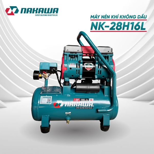 Máy nén khí không dầu, tốc nhanh, siêu êm NK-28H16L - 16 lít