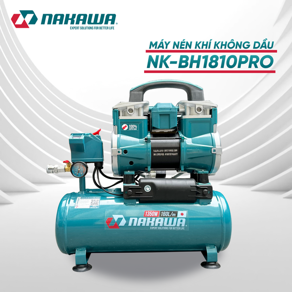 Máy nén khí không dầu, tốc nhanh, siêu êm NK-BH1810PRO - 10 lít
