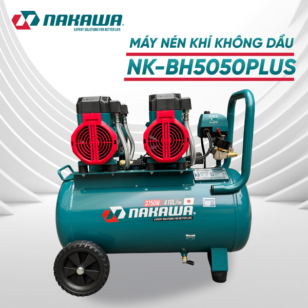 Máy nén khí không dầu, tốc nhanh, siêu êm NK-BH5050PLUS - 50 lít