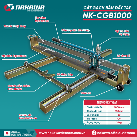 Máy cắt gạch bàn đẩy tay NAKAWA NK-CGB1000