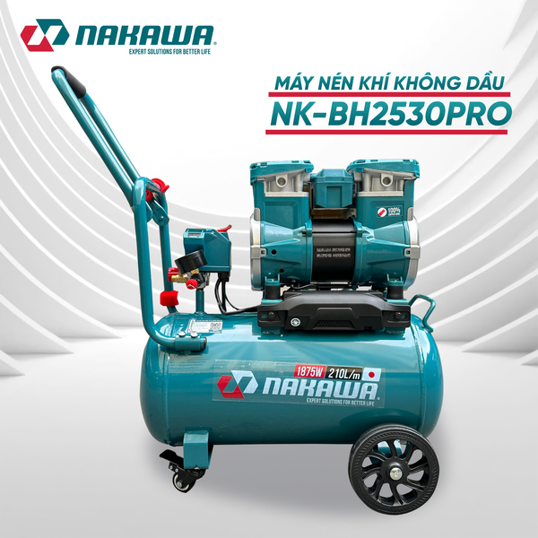 Máy nén khí không dầu, tốc nhanh, siêu êm NK-BH2530PRO - 30 lít