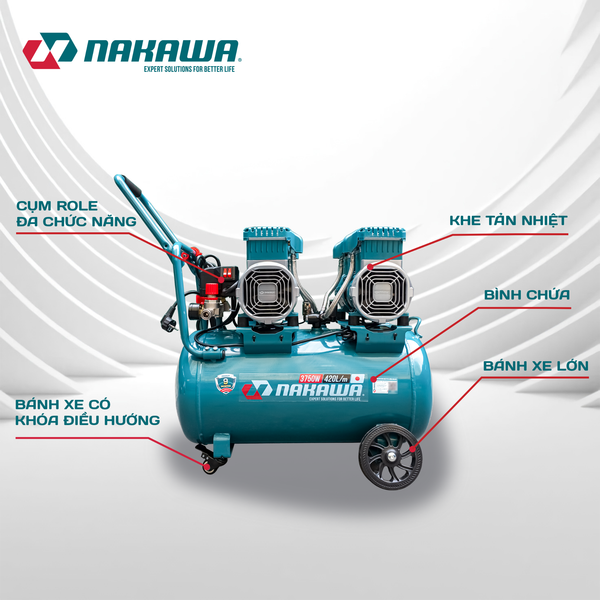Máy nén khí không dầu, tốc nhanh, siêu êm NK-BH5050PRO - 50 lít