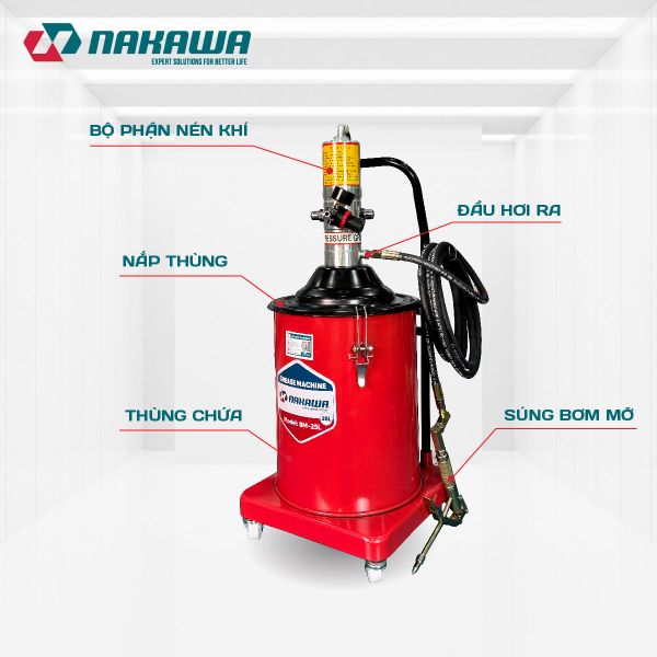 Máy bơm mỡ dùng khí nén NAKAWA BM-25L