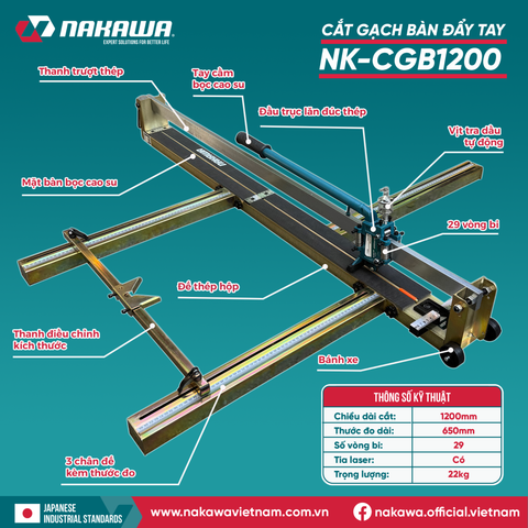 Máy cắt gạch bàn đẩy tay NAKAWA NK-CGB1200
