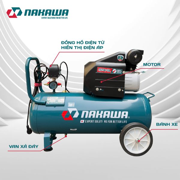 Máy Nén Khí đầu liền 2 tụ NAKAWA NK-2T3550PRO