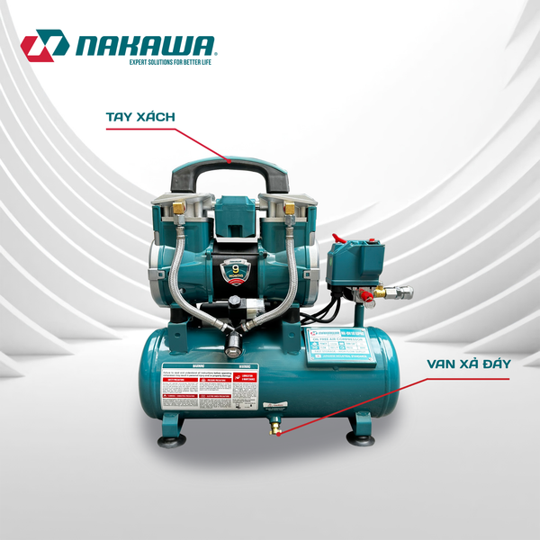 Máy nén khí không dầu, tốc nhanh, siêu êm NK-BH1810PRO - 10 lít