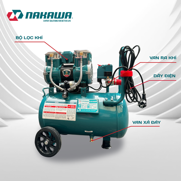 Máy nén khí không dầu, tốc nhanh, siêu êm NK-BH1826PRO - 26 lít