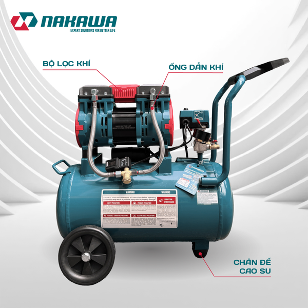 Máy nén khí không dầu, tốc nhanh, siêu êm NK-28H32L - 32 lít