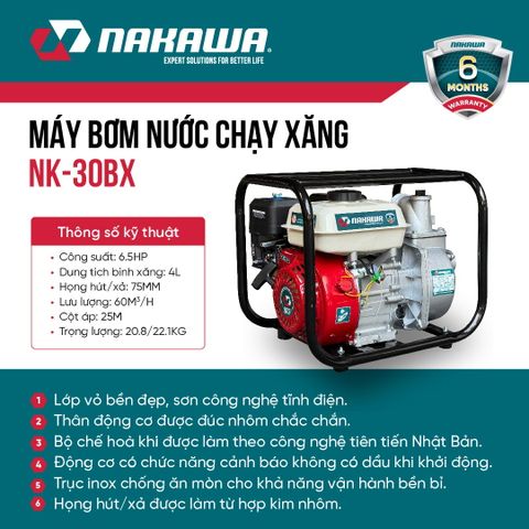 Máy bơm nước chạy xăng NAKAWA NK-30BX
