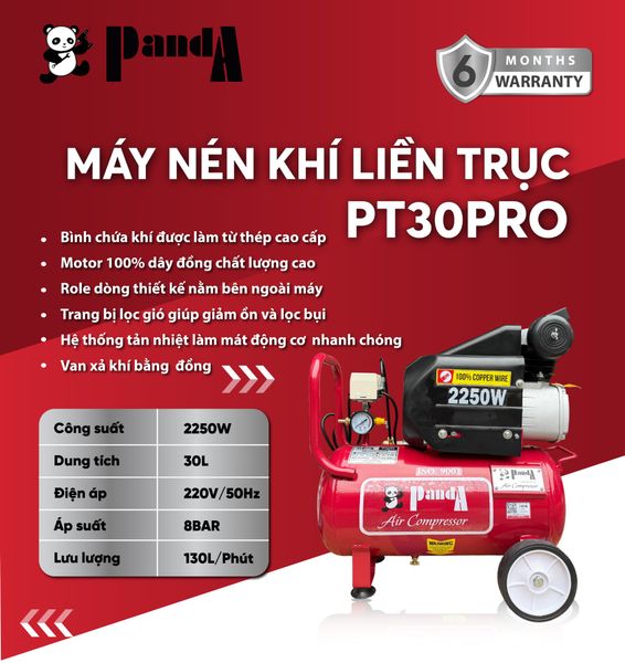 Máy nén khí đầu liền 2 tụ PANDA PT30PRO