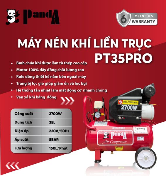 Máy nén khí đầu liền 2 tụ PANDA PT35PRO