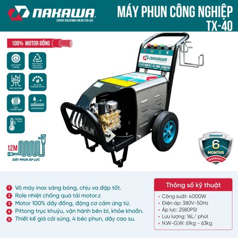 Máy phun áp lực cao công nghiệp Nakawa TX-40