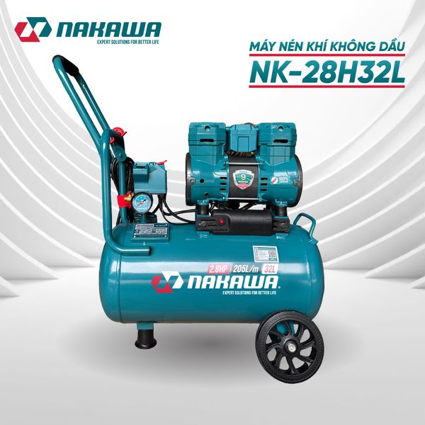 Máy nén khí không dầu, tốc nhanh, siêu êm NK-28H32L - 32 lít