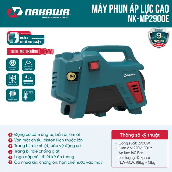 Máy phun áp lực NAKAWA NK-MP2900E (không chỉnh áp)