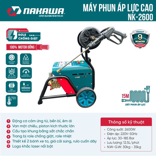 Máy phun áp lực cao NAKAWA NK-2600