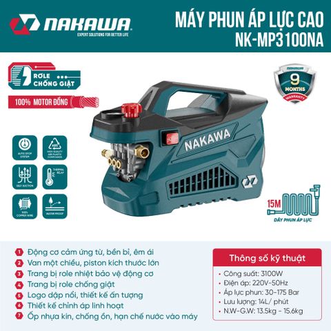 Máy phun áp lực NAKAWA NK-MP3100NA (có chỉnh áp)