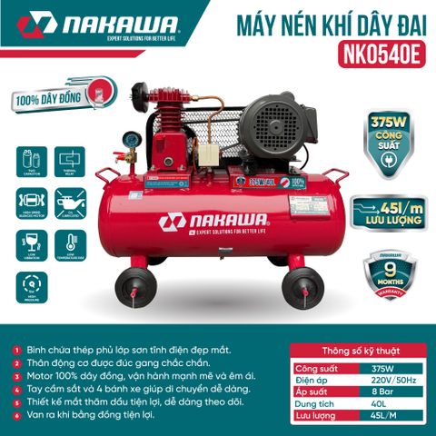 Máy Nén Khí Dây Đai NAKAWA NK0540E