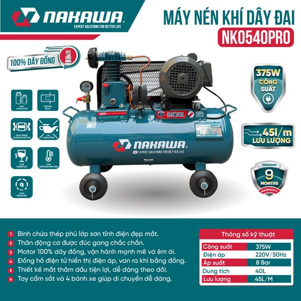 Máy Nén Khí Dây Đai NAKAWA NK0540PRO