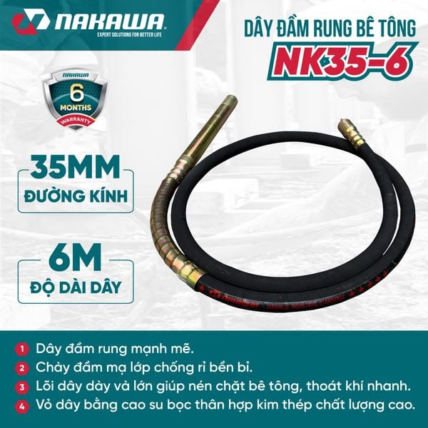 Dây đầm rung bê tông NAKAWA NK35-6