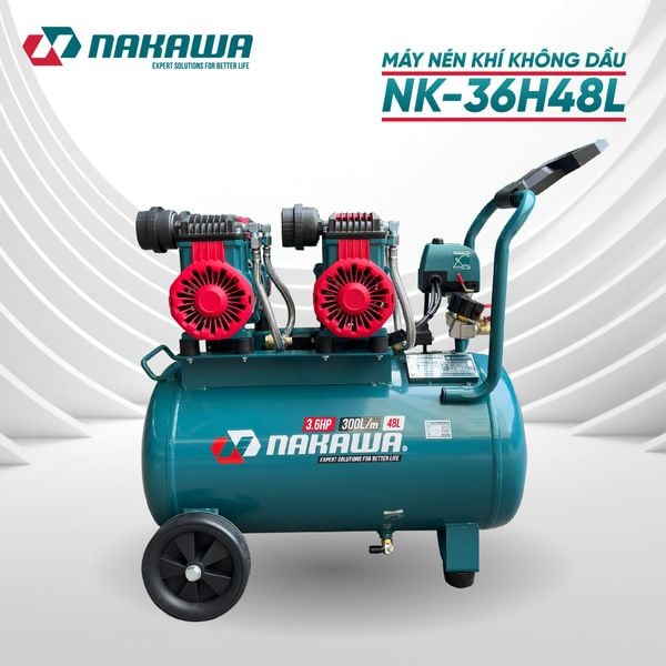 Máy nén khí không dầu, tốc nhanh, siêu êm NK-36H48L - 48 lít