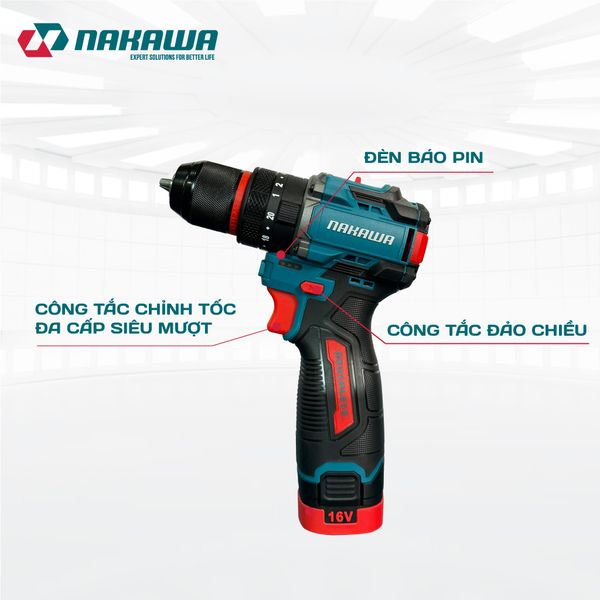Máy khoan pin 3 chức năng NAKAWA NK-KD1610/60PLUS